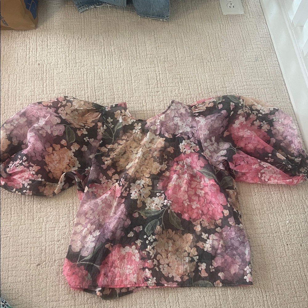H&M puff sleeve sheer blouse. Size Medium. New.